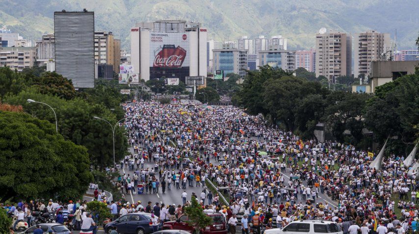 La manifestación contra el gobierno de Maduro fue masiva<br>